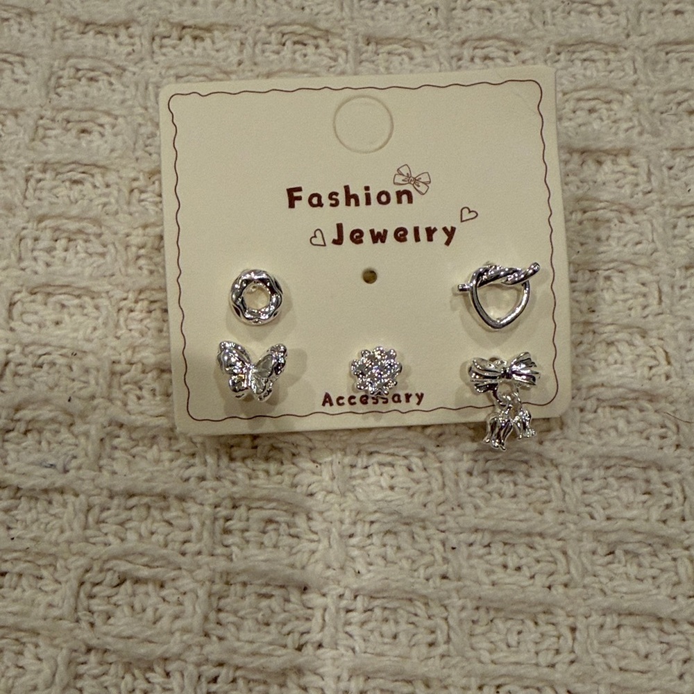 Fashion Jewelry Silver Tone Stud Earring Set - 5 Pack